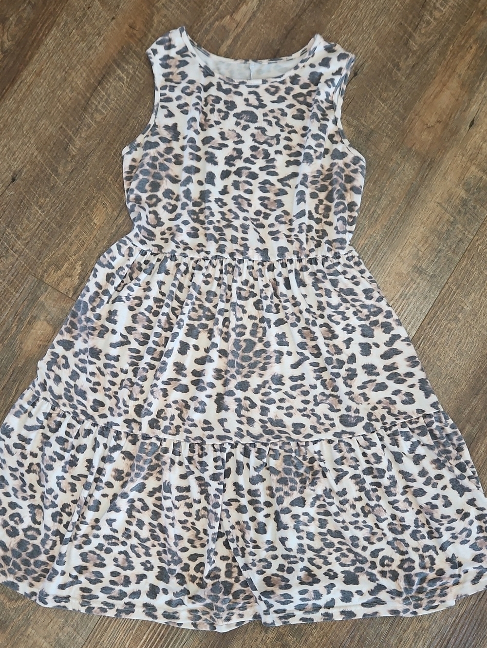 Womens' Leopard Print Tiered Dress - Beige/Black
